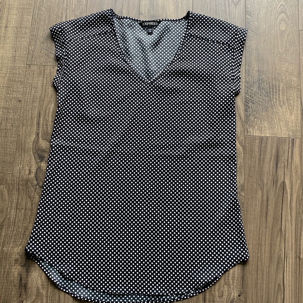Express Black and White Polka Dot Top
